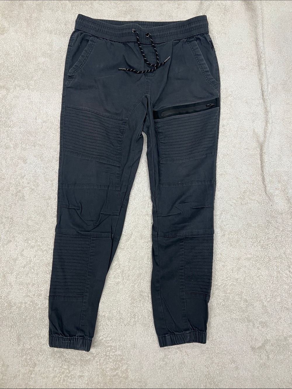 Ring of Fire Charcoal Ribbed-Panel Jogger Pants